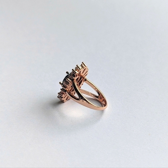 Henri Bendel Onyx Style Sunburst Halo CZ Baguette Art Deco Rose Gold Ring- sz 6½ - Picture 4 of 9